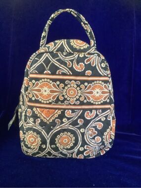 Vera Bradley Black and Rust Paisley Quilted Lunchbox